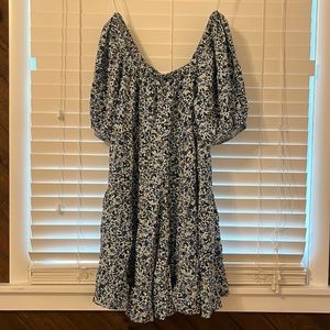 XXL blue floral off the shoulder dress